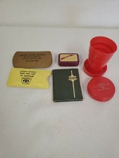 VINTAGE ADVERTISING RAIN BONNET HOOD GENERAL PHONE TRAVEL SEWING TRAVEL CUP 