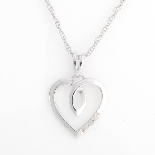 925 White Diamond Sterling Silver Xmas Gift Heart Pendant With 18" Chain O147 - Picture 5 of 6