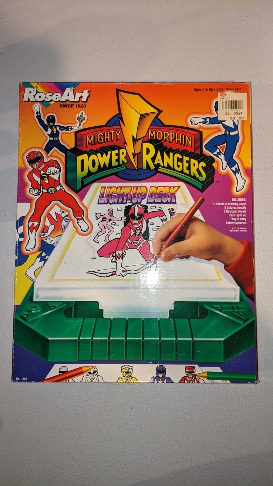 Vintage 1994 Mighty Morphin Power Rangers Bandai Light Up Drawing Desk *RARE*