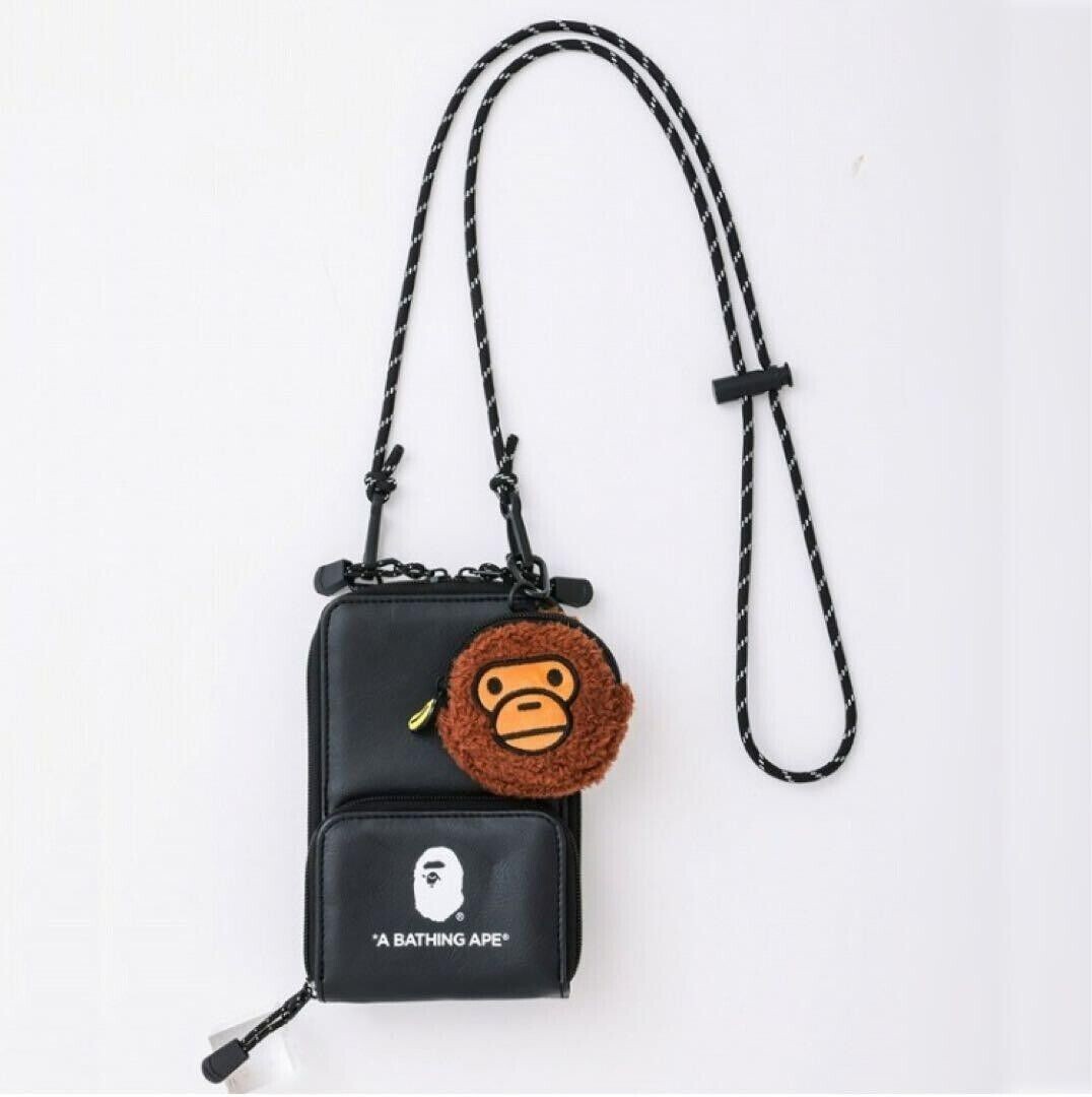 BAPE KIDS A Bathing Ape Mini Shoulder Bag & MILO Pouch Black