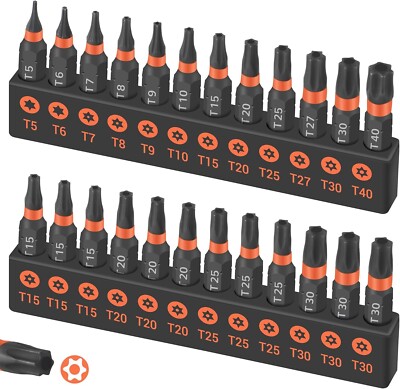 24-Piece Torx Bit Set, T5 - T40 Tamper Resistant Star Bits Set,Security Torx Bit