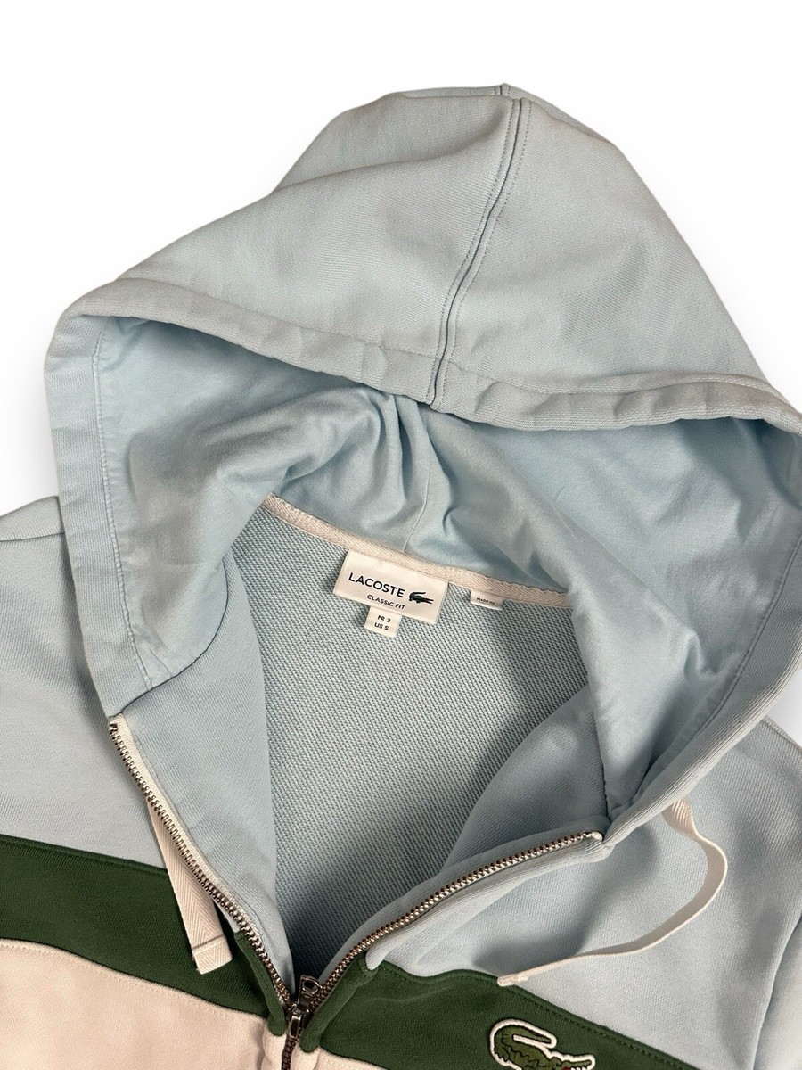 Lacoste Colorblock Light Blue Green White Fleece Zip Up