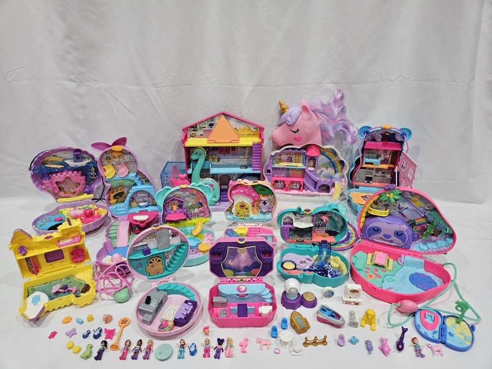 Polly Pocket Big Pocket World Compact Playset Lot with Figures Accessory Parts