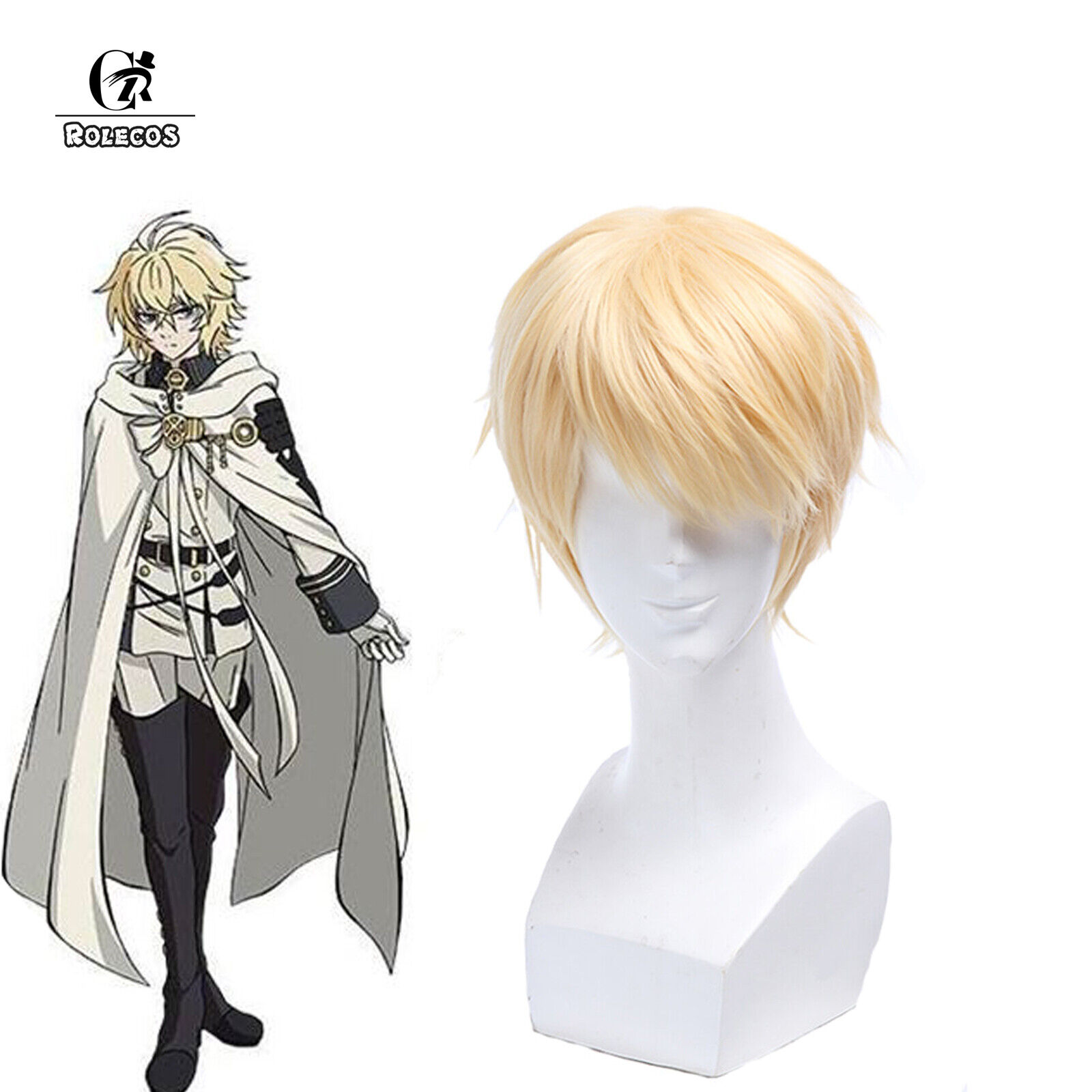 Seraph of the End Owari no Serafu Mikaela Hyakuya Yuichiro Hyakuya Short  Black Blonde Cosplay Wig