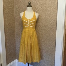 Anthropologie Yellow Floreat Anchors Aweigh Nautical Dress