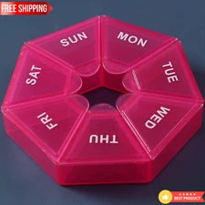 ROUND 7 DAY PILL BOX ORGANIZER FOR MEDICINE TRAVEL CASE HOLDER WEEKLY -WHOLESALE
