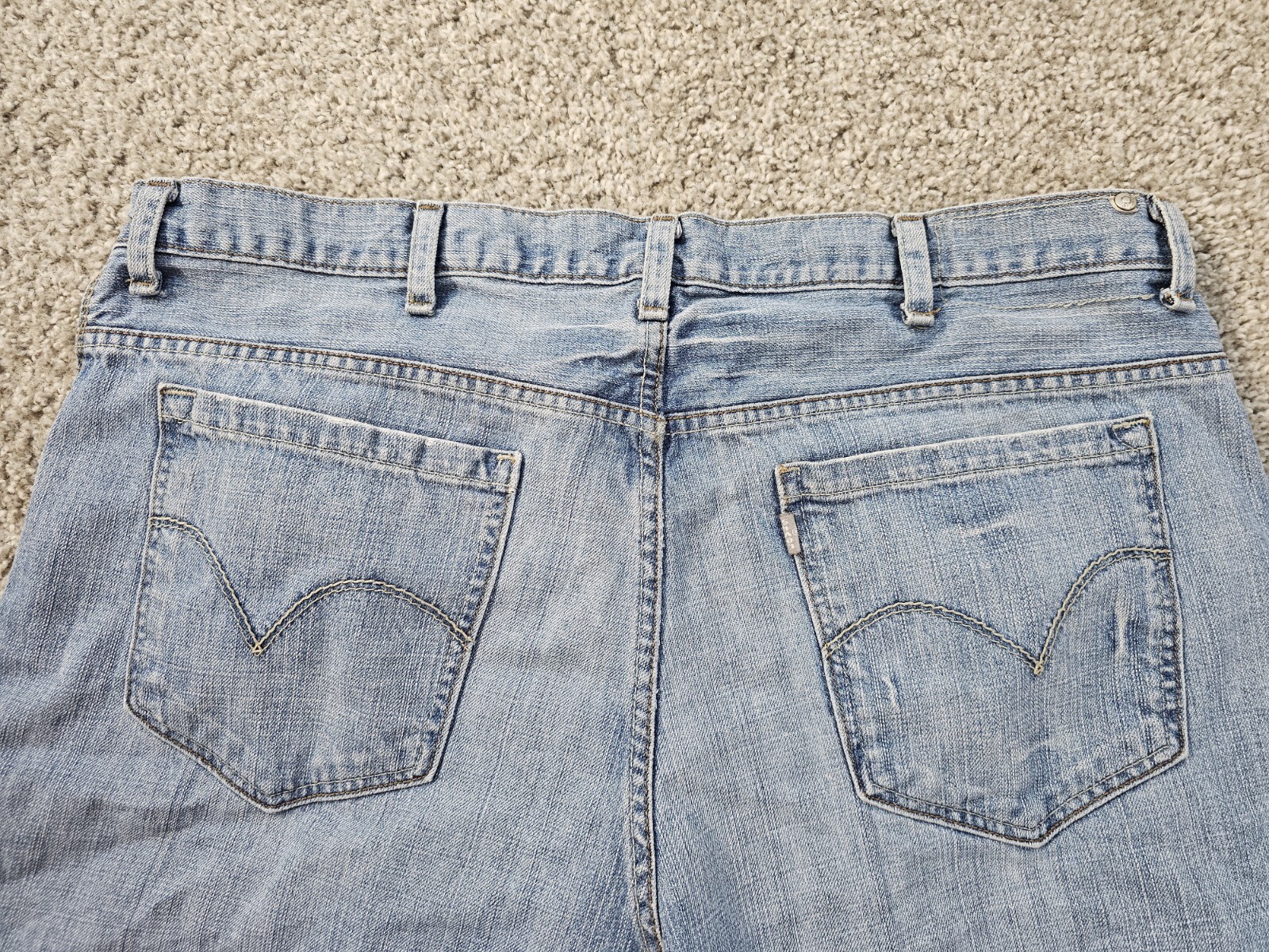 Levi Silver Tag Jean Shorts Men Sz 42/Blue Denim/Baggy-Loose Fit/Cut Off/Vtg.