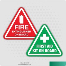First Aid and Fire Extinguisher On Board Self Adhesive Stickers Safety Signs