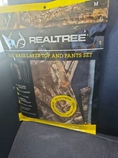 RealTree Kids Base Layer Top and Pants Set Size M Camo and Black New in Bag