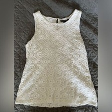 Women's Banana Republic Madmen White Eyelet Sleeveless Top - Size Small