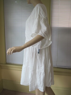 flowy white babydoll dress NWT ModCloth Short Sleeve Boho Woven Mini Sz 2X 09/29/2026