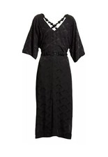Ganni Size 52 (US Plus Size 22) Acetate Jacquard Midi Black Dress *See Note*
