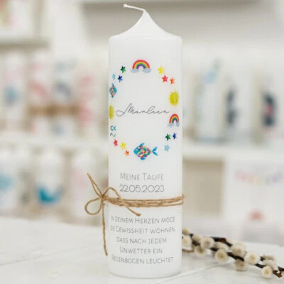 meinkerzenshop® Taufkerze mit Designdruck MARLA für Junge und Mädchen