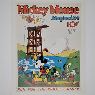 Mickey Mouse Magazine Print Disney 9x11 Vintage Donald Duck Goofy
