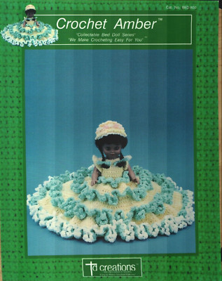 AMBER 13'' BED DOLL DRESS TD CREATIONS CROCHET PATTERN LEAFLET