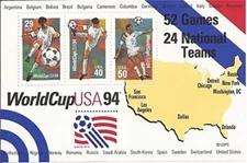 USA 1994 - World Cup Soccer - Souvenir sheet of 3 Stamps - Scott #2837 - MNH