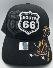 route 66 hat/cap Adjustable Black With Mulit ...
