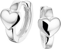 925 Silber Kinder Klappcreolen Herz Emaille 11,5 Mm Yep! Ohrringe Unisex Geschen