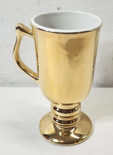 Vintage Gold Ceramic Coffee Mug by HALL #1273  Collectible Pottery Made in USA