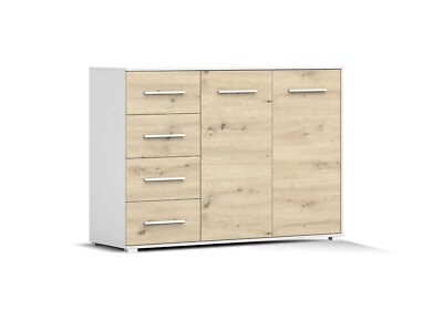 Kommode Schubladkasten Schubladen Flur Diele FRIDA 01 2D4S WEIß/ARTISAN EICHE