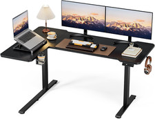 59" Reversiable L-Shaped Electric Standing Desk Adjustable Height Gaming Stand u