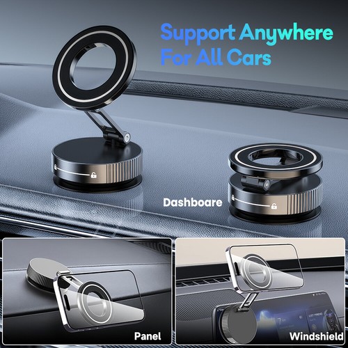 Foldable Vacuum Magnetic Suction 360° Rotate Windshield Screen Car Phone Holder - Picture 8 of 13
