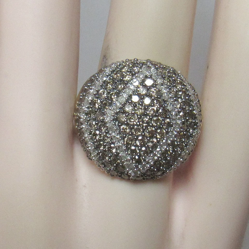 Anillo único de diamantes talla brillante coñac de oro amarillo blanco de 10 quilates de 2,00 quilates Foto 4 de 4