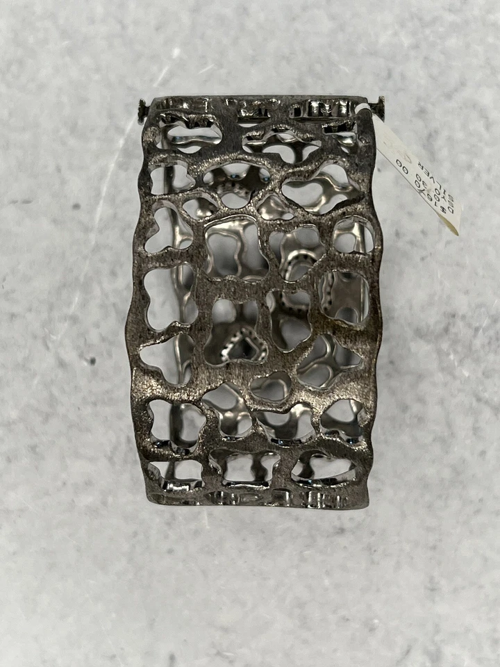 Brazalete de plata de ley y diamantes brazalete ancho diseño abstracto moderno nuevo con etiquetas Foto 3 de 4