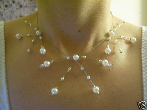Collier mariage en cristal blanc pour robe de mariée et soirée élégante
