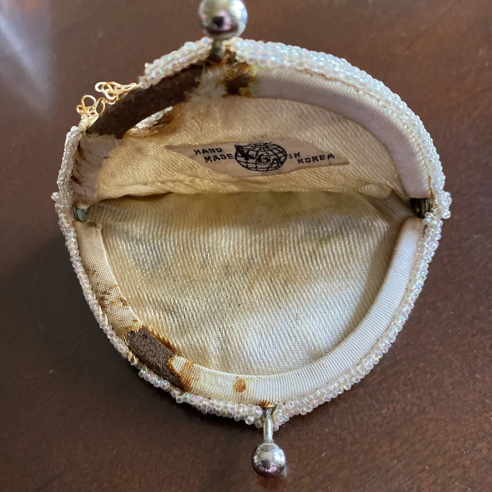 Vtg 1950s Beaded Penguin Coin Purse Change Bag Clamshell Clutch Handmade Grammas - Image 3 of 4