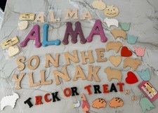 Lot of 59 Wooden Craft pcs Heart Shaped Letters Spring Sheep Farm ALMA