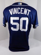 2016 San Diego Padres Nick Vincent #50 Game Issued Navy Jersey ASG Patch SDP0930