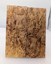 Stabilized Maple Burl Knife Scales   Bookmatched Handle Material 5x2x0.25 