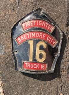 Cairns Baltimore City Fire Dept Black Leather Helmet Front Shield BCFD Truck 16