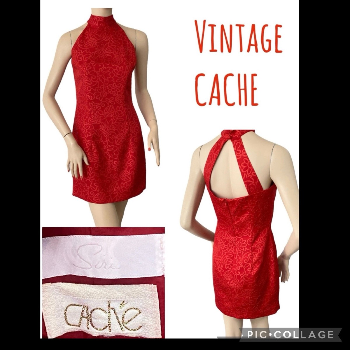 cache dress vintage cocktail XS-Sm 90s Cache One Shoulder Slashed Cocktail Dress