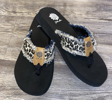 YellowBox Flip Flops Fayth Leopard Tan 45678 Frayed Boho Cushioned New 8.5M