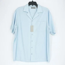 Daniel Cremieux Signature Short-Sleeve Shirt L Blue Solid NWT $85