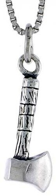 925 Sterling Silber kurze Beil Axt Charm Anhänger 3/4 (19mm) Zoll hoch
