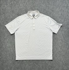 FootJoy Polo Shirt Mens XL White Short Sleeve Golf All Print Stretch Adult