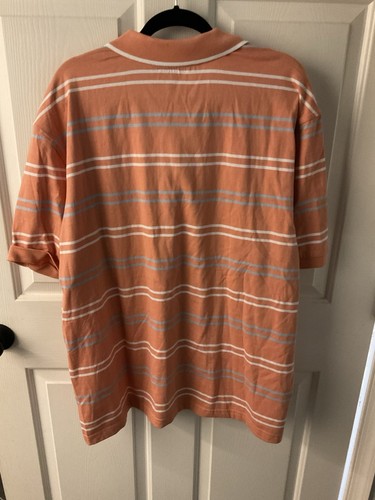 Camicia da golf John Blair 2 bottoni S/manica marrone chiaro con righe cotone/poliestere taglia 2XL nuova senza etichette - Foto 4 di 4