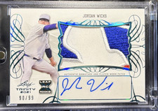 Leaf Trinity Patch Autographs Jordan Wicks Platinum /99 Rookie Baseball Card. rookie card picture