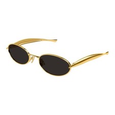 Bottega Veneta BV1386S 001 Gold Dark Grey Lens Sardine Sunglasses AUTHENTIC