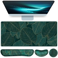 Desk Mat, Large Gaming Mouse Pad with Wrist Rest, 4in1 XXL Mousepad Keyboard ...