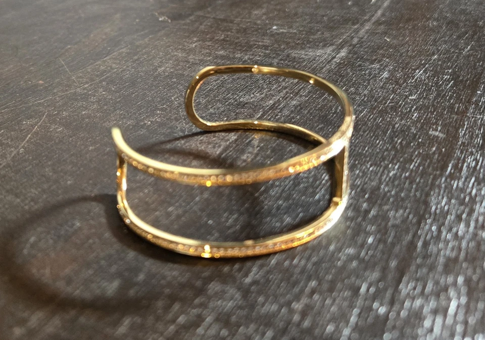 MICHAEL KORS GOLD TONE PAVE CRYSTAL CUFF BRACELET - Image 4 of 4