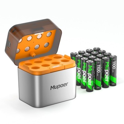 AAA Akkus Wiederaufladbar mit Ladegerät 16er-Pack,Akku-Ladegerät AA/AAA  Charger