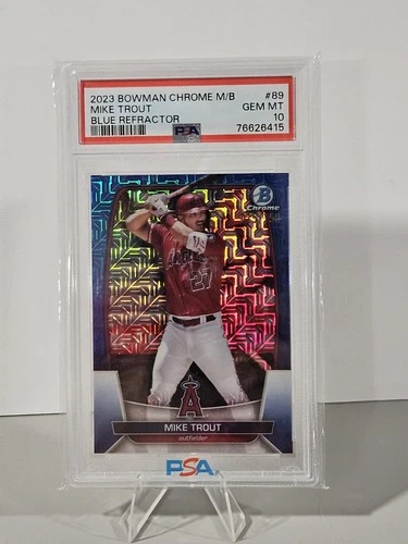 2023 MIKE TROUT Bowman Chrome Mega Box Blue Mojo Refractor /150 PSA 10 GEM MT
