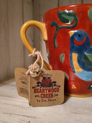 Taza de café Jim Shore Heartwood Creek 2004 y vela de cereza pájaros azules etiquetas nuevas - Imagen 3 de 11