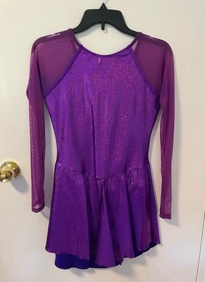Del Arbour Purple Ice Skating/Figure Skating Skater Dress Long Sleeve M (8-10)