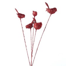 Group of 2 Sparkling Red Glitter Bird 28" Floral Sprays