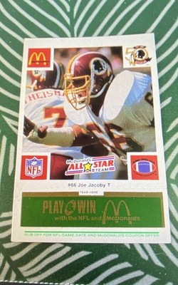 1986 McDonald's Play & Win All-Star Team Joe Jacoby Green Tab - FREE SHIPPING